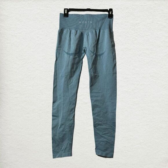 NVGTN Women's High Waist Contour Seamless Leggings Blue M Activewear Workout - Picture 3 of 5